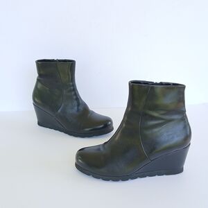 Spring Step Ravel Black Leather Ankle Boot Size 38